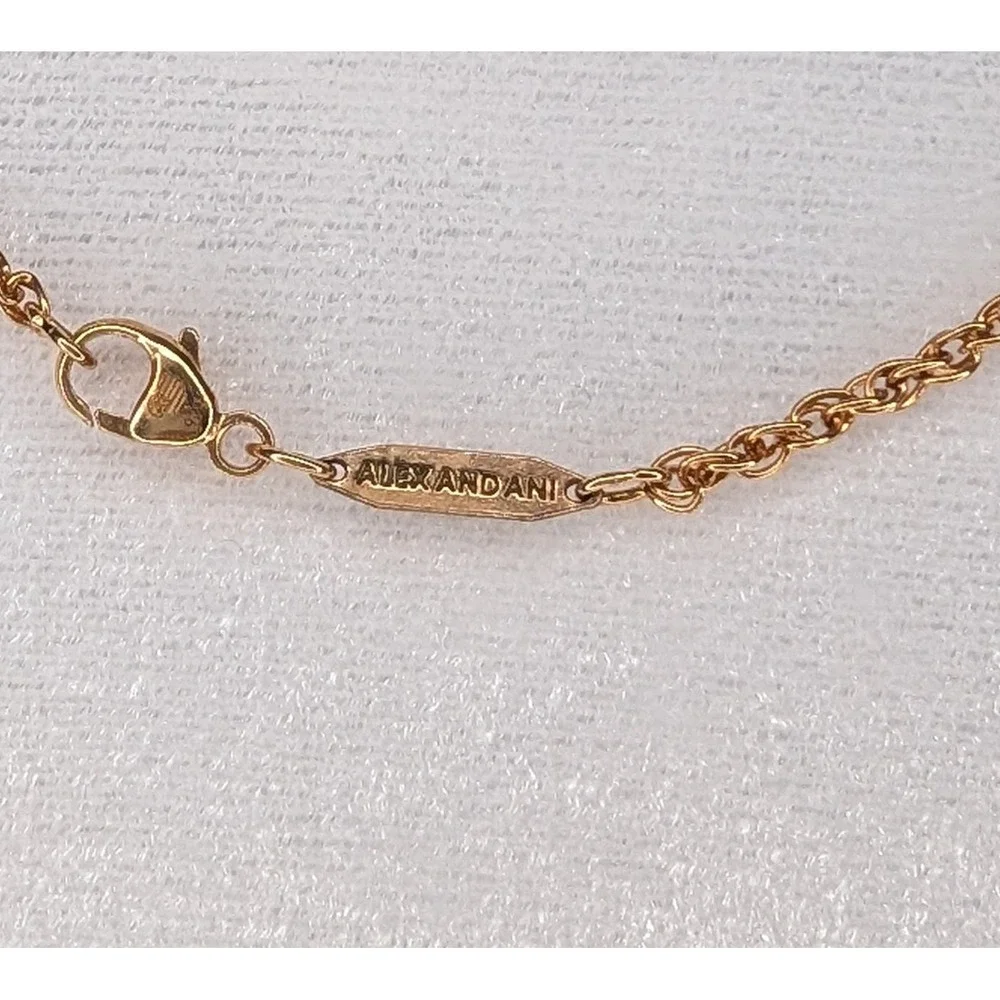 Alex and Ani Blue Lace Agate Teardrop Pendant Necklace 925 Sterling Silver Gold - Picture 4 of 4